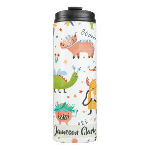 Cute Personalized Colorful Dinosaur Alien Kids Thermal Tumbler