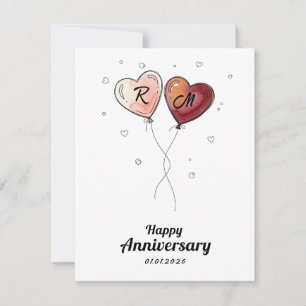 Cute Personalized Couple Anniversary Heart Card