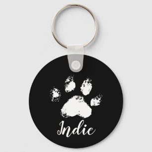 Cute Personalized Dog Paw Sympathy Pet Memorial Key Ring