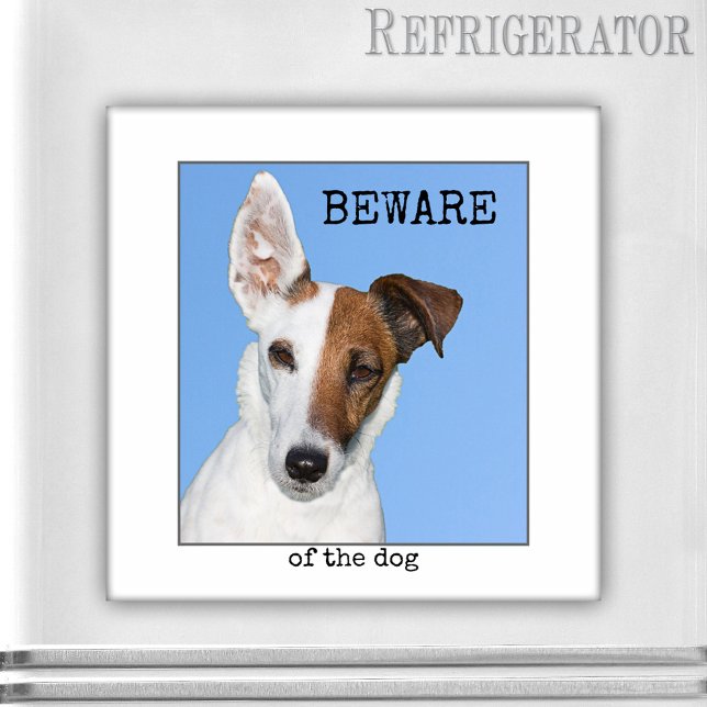 Cute Personalized Dog Photo Magnet (Funny photo magnet featuring your own favorite photo framed by a minimalist white and gray border)