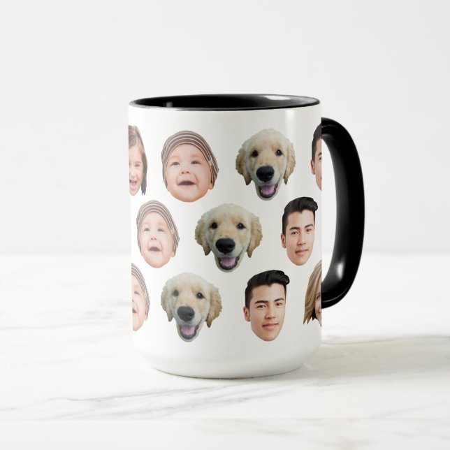 Cute Personalized Family Face 5 Photos Mug (Front Right)