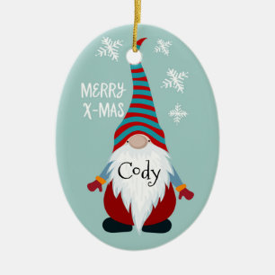Cute Personalized Gnome Ceramic Tree Decoration