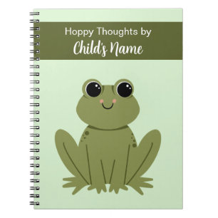 Cute Personalized Green Frog Hoppy Thoughts  Notebook