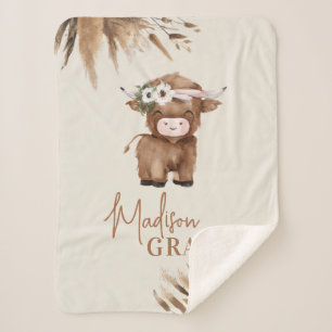 Cute Personalized Highland Cow Baby Blanket