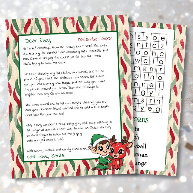 Cute Personalized Letter from Santa | Word Search (Creator Uploaded)