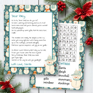 Cute Personalized Letter from Santa   Word Search