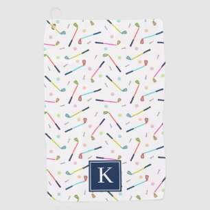 Cute Personalized Monogram Pattern Golf Towel
