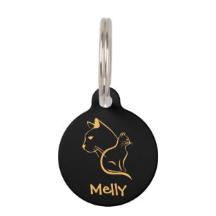 Cute Personalized Name Black Cat Pet Tag