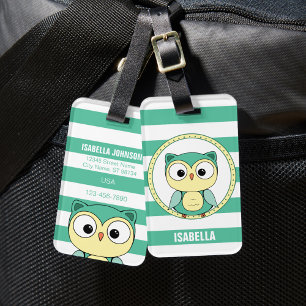 Cute Personalized owl Luggage Tag