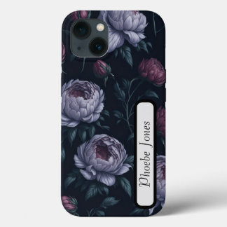 Cute Personalized Peonies Black Apple iPhone 13 ca Case