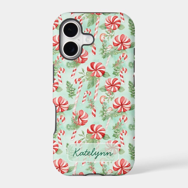 Cute Personalized Peppermint Christmas Phone Case (Back)