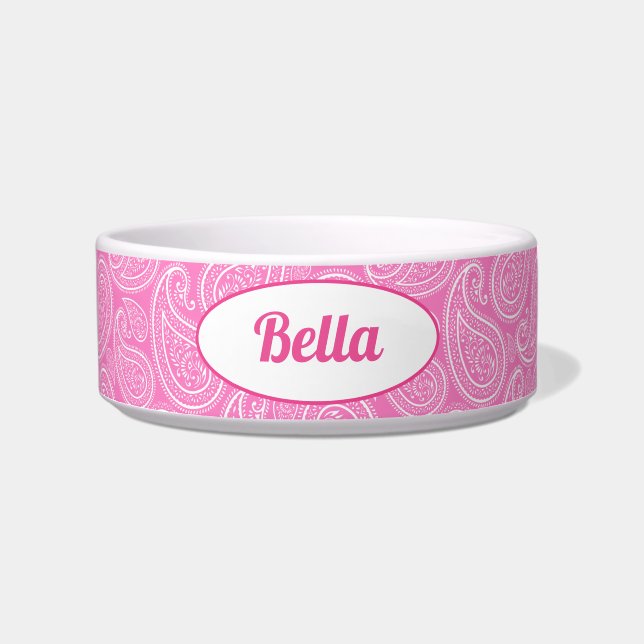 Cute Personalized Pink Paisley Bowl (Front)