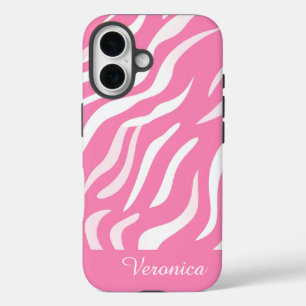 Cute Personalized Pink Zebra Print iPhone  iPhone 16 Case