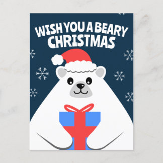 Cute Personalized Polar Bear Christmas Post Card