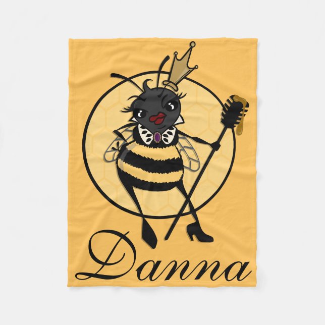 CUTE PERSONALIZED QUEEN BEE FLEECE BLANKET (Front)