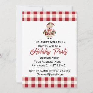 Cute Personalized Santa Christmas Holiday Invitation