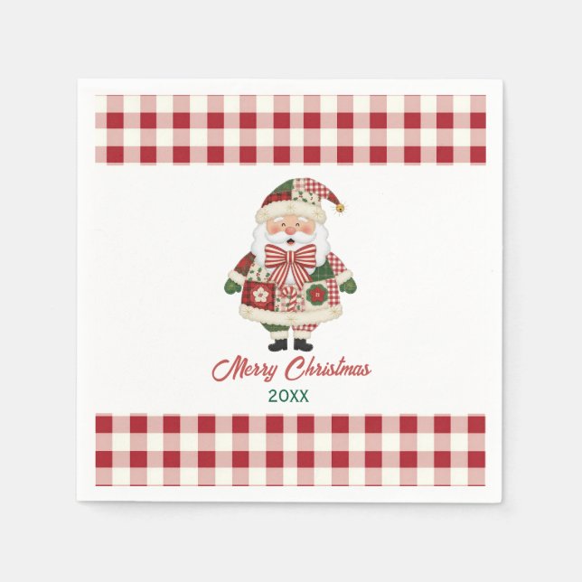 Cute Personalized Santa Christmas Holiday Napkin (Front)