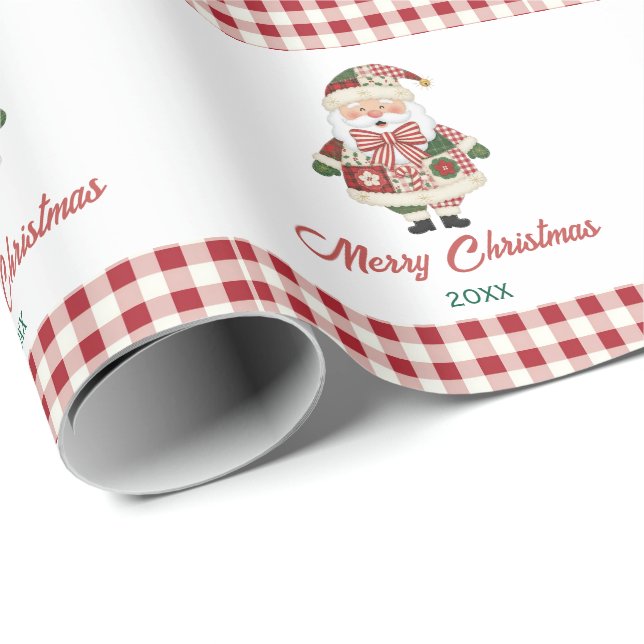 Cute Personalized Santa Christmas Holiday Wrapping Paper (Roll Corner)