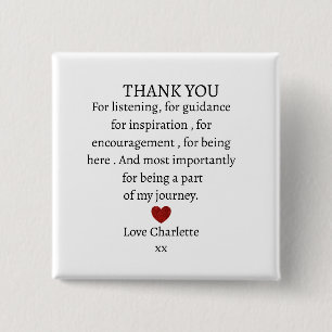 cute personalized thank you love 15 cm square badge