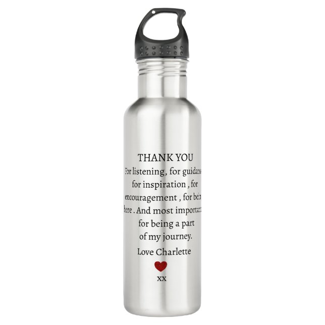 cute personalized thank you love  710 ml water bottle (Front)