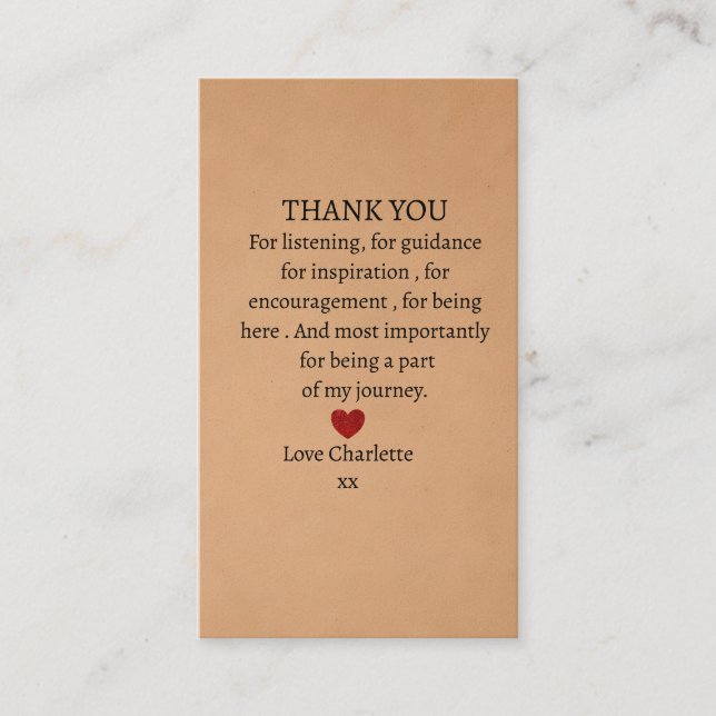 cute personalized thank you love  business card (Front)