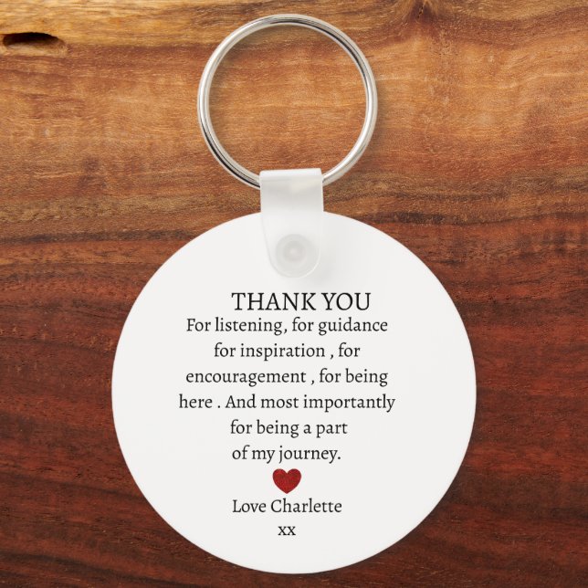 cute personalized thank you love  key ring (Back)