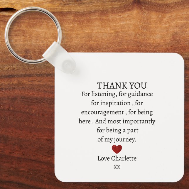 cute personalized thank you love  key ring (Front)