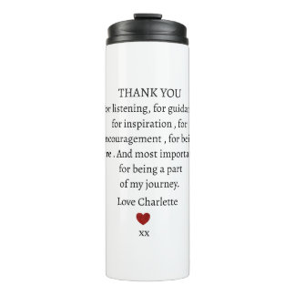 cute personalized thank you love  thermal tumbler