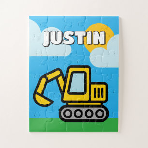 Cute personalized toy excavator puzzle for kids