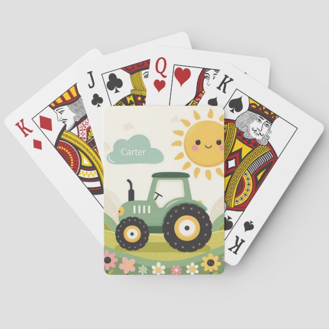 Cute, personalized tractor/farm playing cards (Back)
