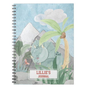 Cute Personalized Triceratops Dinosaur Journal