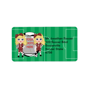 Cute personalizedphoto soccer girl  Address labels