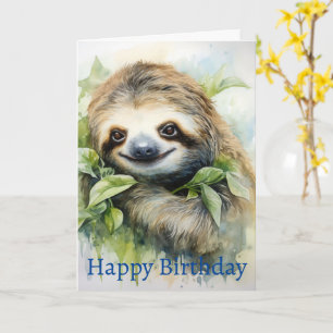 Cute Personlised Watercolour Sloth Design  Card