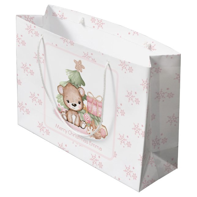 Cute Personlized Christmas Gift Bag For Girl (Back Angled)