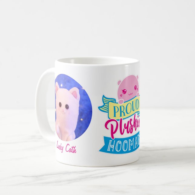 Cute Perzonalized Proud Plushie Hooman Photo Coffee Mug (Front Left)