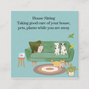 Cute Pet and House Sitting Business Card