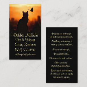 Cute Pet and Housesitting Cat Butterfly Business Card