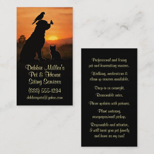 Cute Pet and Housesitting Dog Cat Bird Business Card