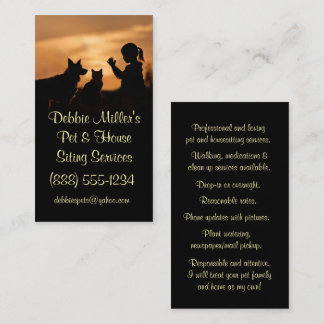 Cute Pet and Housesitting Dog Cat  Business Card