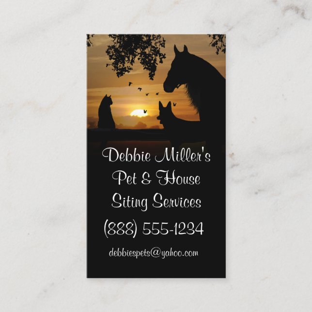 Cute Pet and Housesitting Dog Cat Horse Business Card (Front)