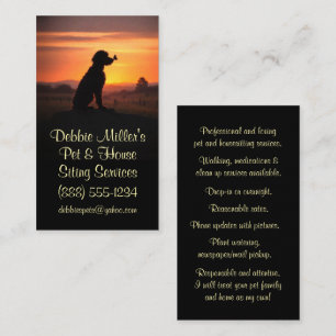 Cute Pet and Housesitting Doodle Dog Butterfly Business Card