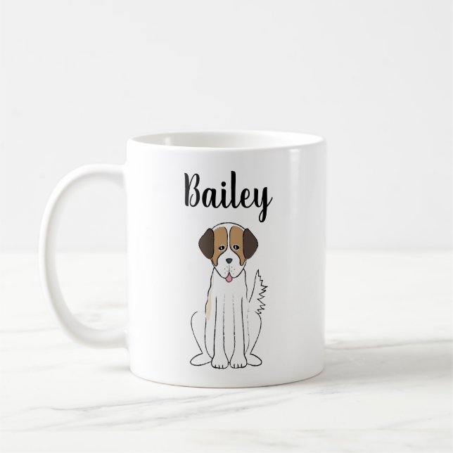 Cute Pet Brown Fluffy Dog Whimsical Custom Coffee Mug (Left)