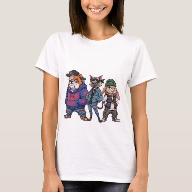 Cute Pet Cartoon T-Shirt (Front)