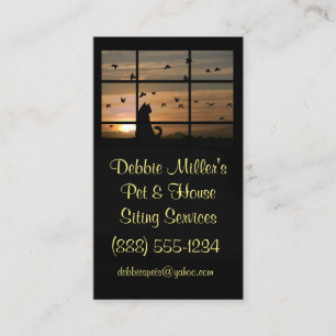 Cute Pet Cat and House Sitting Business Cards