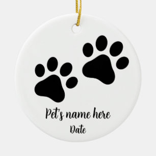 Cute Pet Cat / Dog paw prints Ceramic Tree Decoration