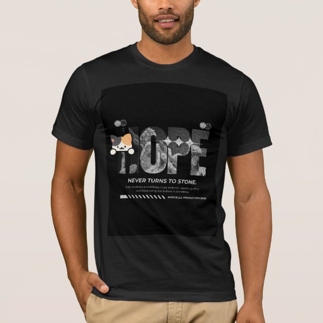 Cute pet cat & hope design t-shirt (Front)
