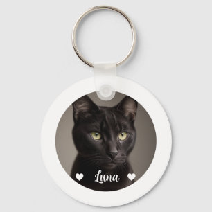 Cute Pet Cat Photo Quote Key Ring