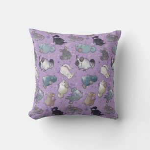Cute Pet Chinchilla Animals On Purple Cushion