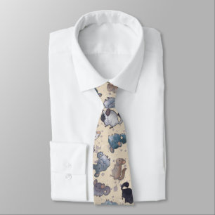 Cute Pet Chinchilla Scatter Pattern on Cream  Tie