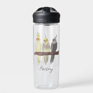 Cute Pet Cockatiels Flock Custom Name Water Bottle